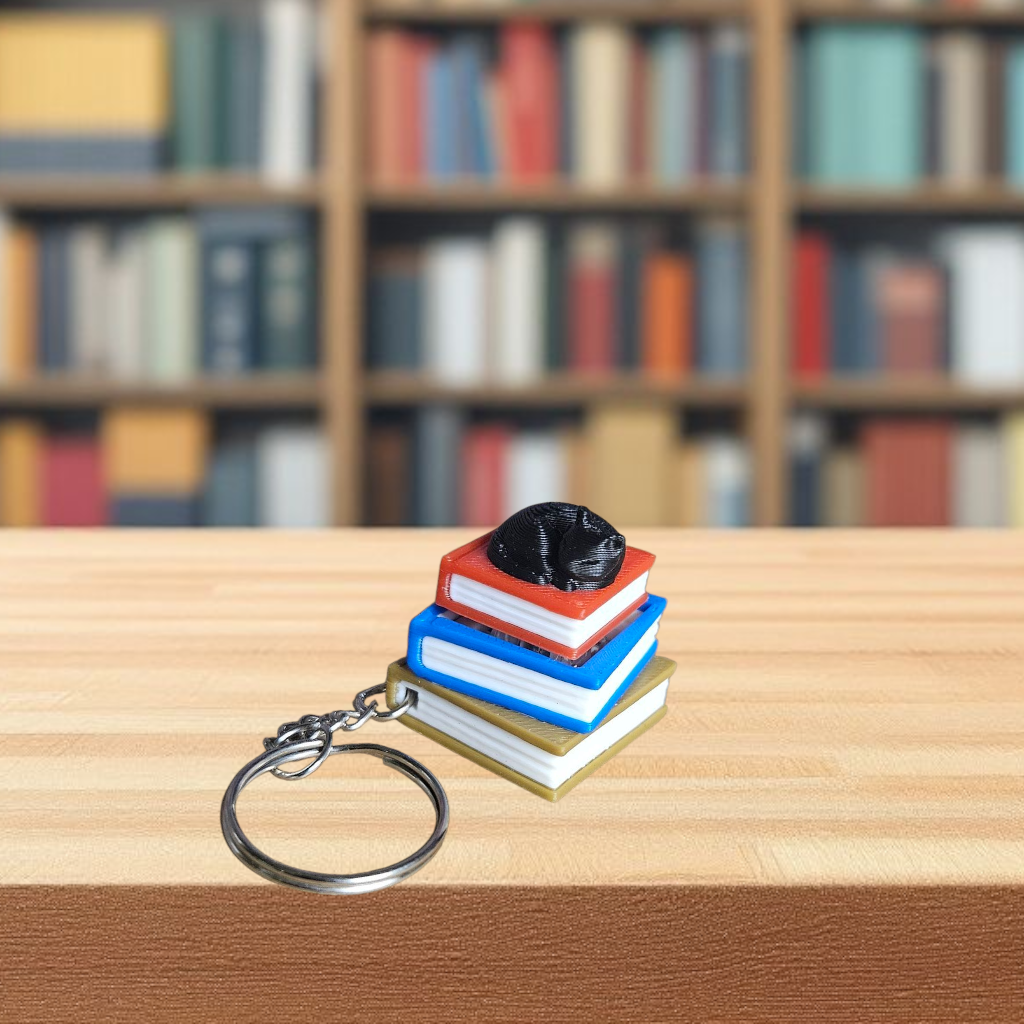 Stack of books keychain clicker