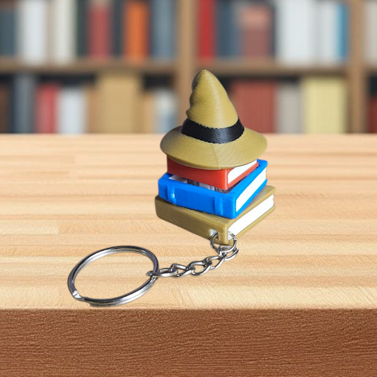 Stack of books keychain clicker