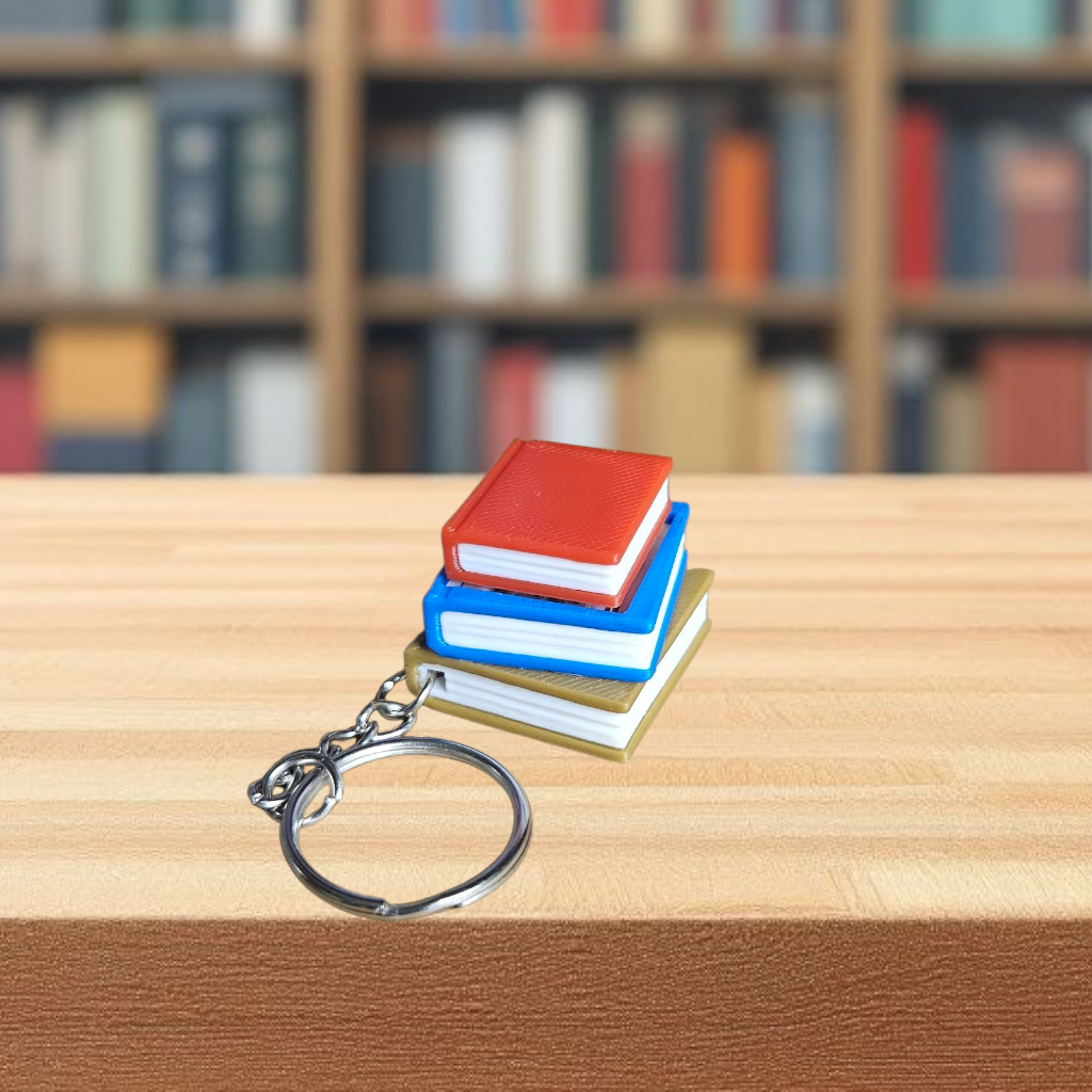 Stack of books keychain clicker